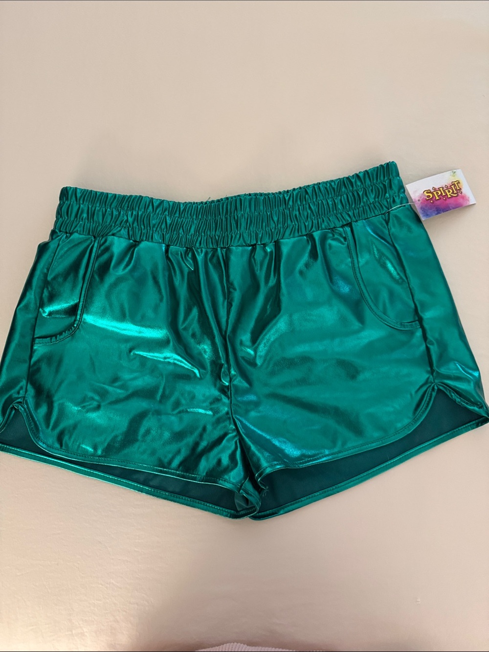 Spirit Metallic Teal Green Women's Athletic Shorts